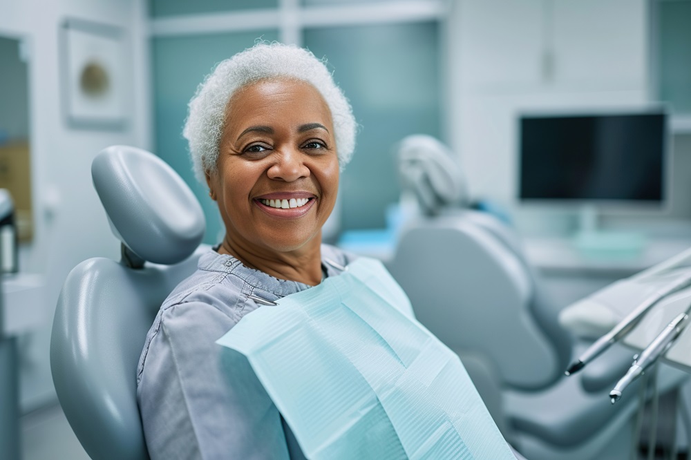 Satisfied African American senior woman